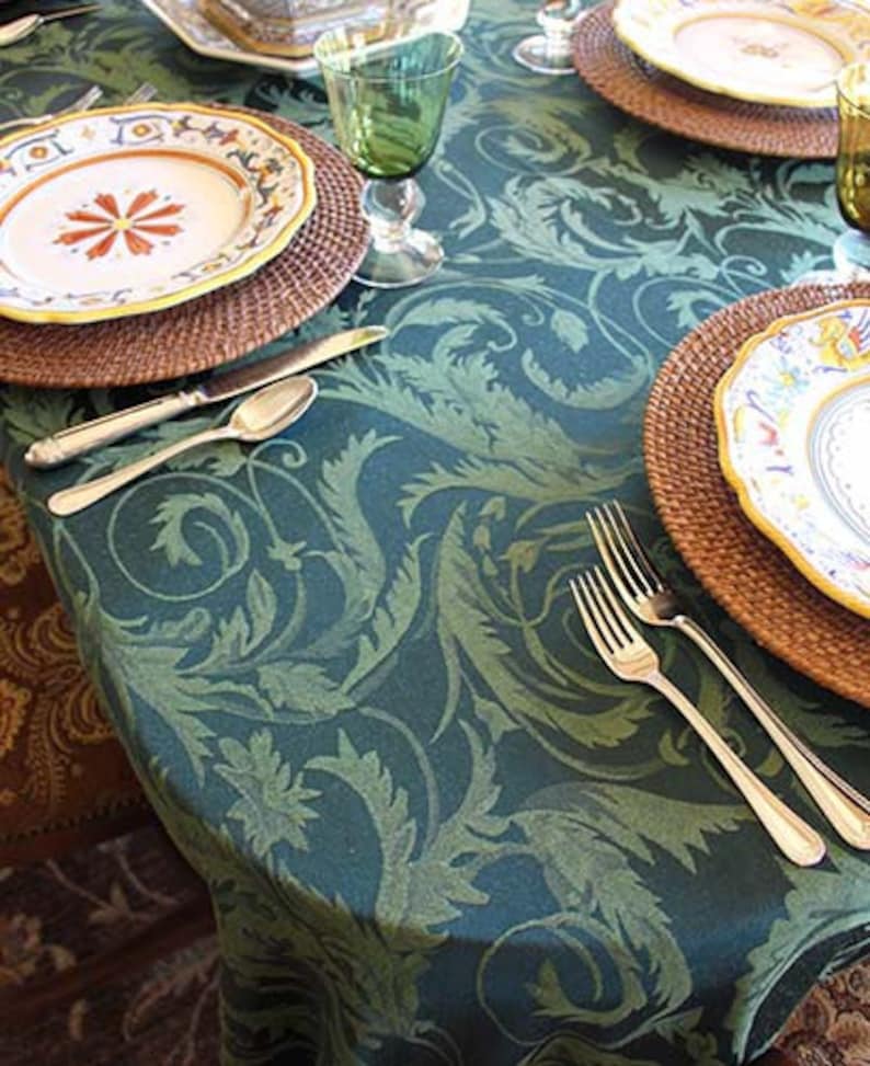 Oval Tablecloth Melrose Damask Tablecloth Cotton Table Linen Etsy