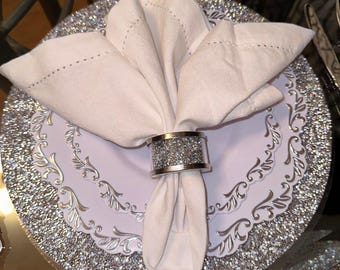 Cotton Hemstitch Napkins, Mitered Corners