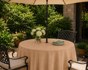 Outdoor Tablecloth With Umbrella Hole, All Sizes - Mirage Basketweave Table Linen