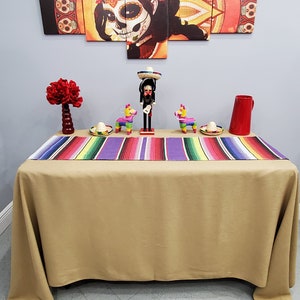 Mexican Serape Table Runner,  Mexican Fiesta Table Runner With Tassels - 2 Sizes