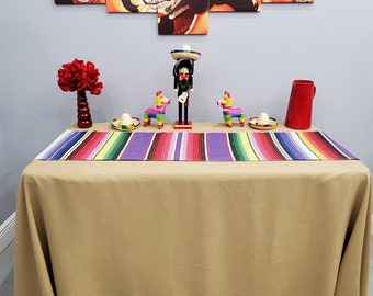 Mexican Serape Table Runner,  Mexican Fiesta Table Runner With Tassels - 2 Sizes, Quantity Discounts