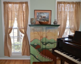 Burlap Curtains, Burlap Drapes, Natural or White Jute