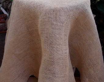 72 Round Burlap Tablecloth, Natural or Cream White Burlap