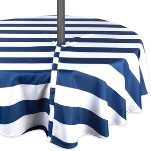 Outdoor Tablecloth, Tablecloth With Umbrella Hole, Zipper, Nautical Stripe, 60 x 84, 60 x 120, 52 & 60 Round image 7