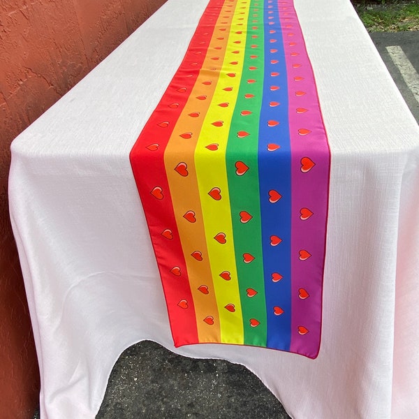 Rainbow Table Runner With Hearts