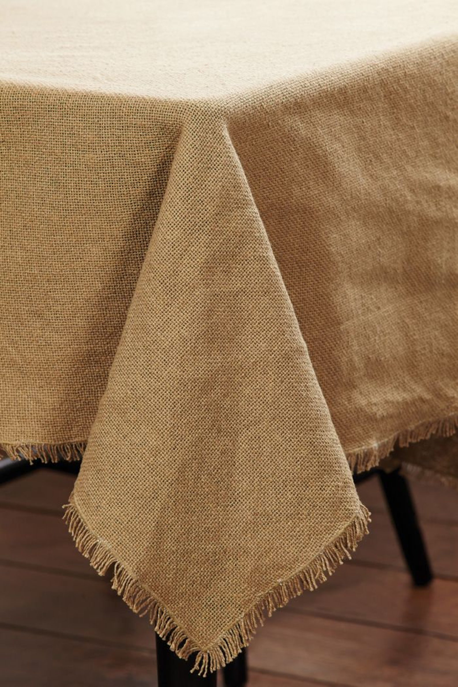 72 X 72 Square Burlap Tablecloth With Fringe Etsy
