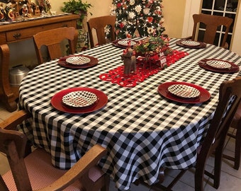 Christmas Tablecloth, Plaid Tablecloth, All Sizes Including Oval, 9 Check Colors