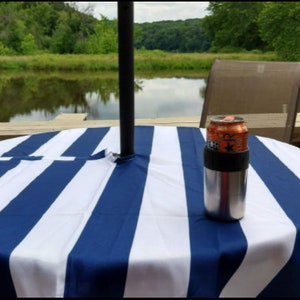 Outdoor Tablecloth, Tablecloth With Umbrella Hole, Zipper, Nautical Stripe, 60 x 84, 60 x 120, 52 & 60 Round image 5