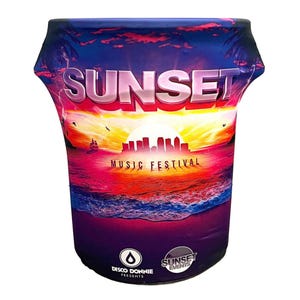 Logo Trash Can Cover & Custom Printed Water Drum Covers, All Sizes, Spandex Or Polyester