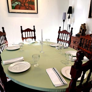 Oval Fitted Tablecloth, Poly Tablecloth With Elastic