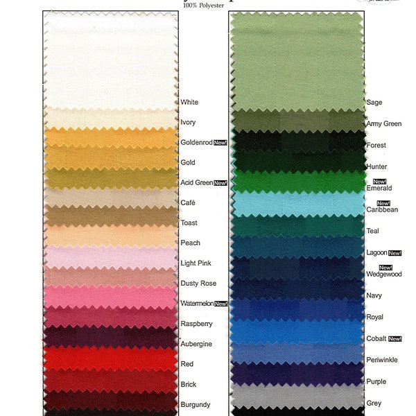 Poly Stripe Polyester Tablecloth Color Swatch Card Of All 33 Colors