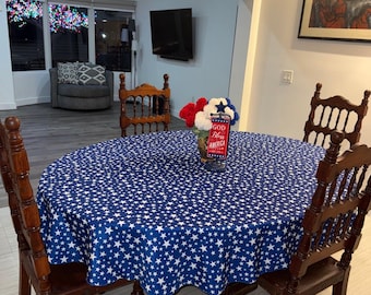 Patriotic 80 x 100 Oval Tablecloth, Red or Blue