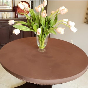Round Fitted Vinyl Tablecloth With Flannel Backing, 41 Colors