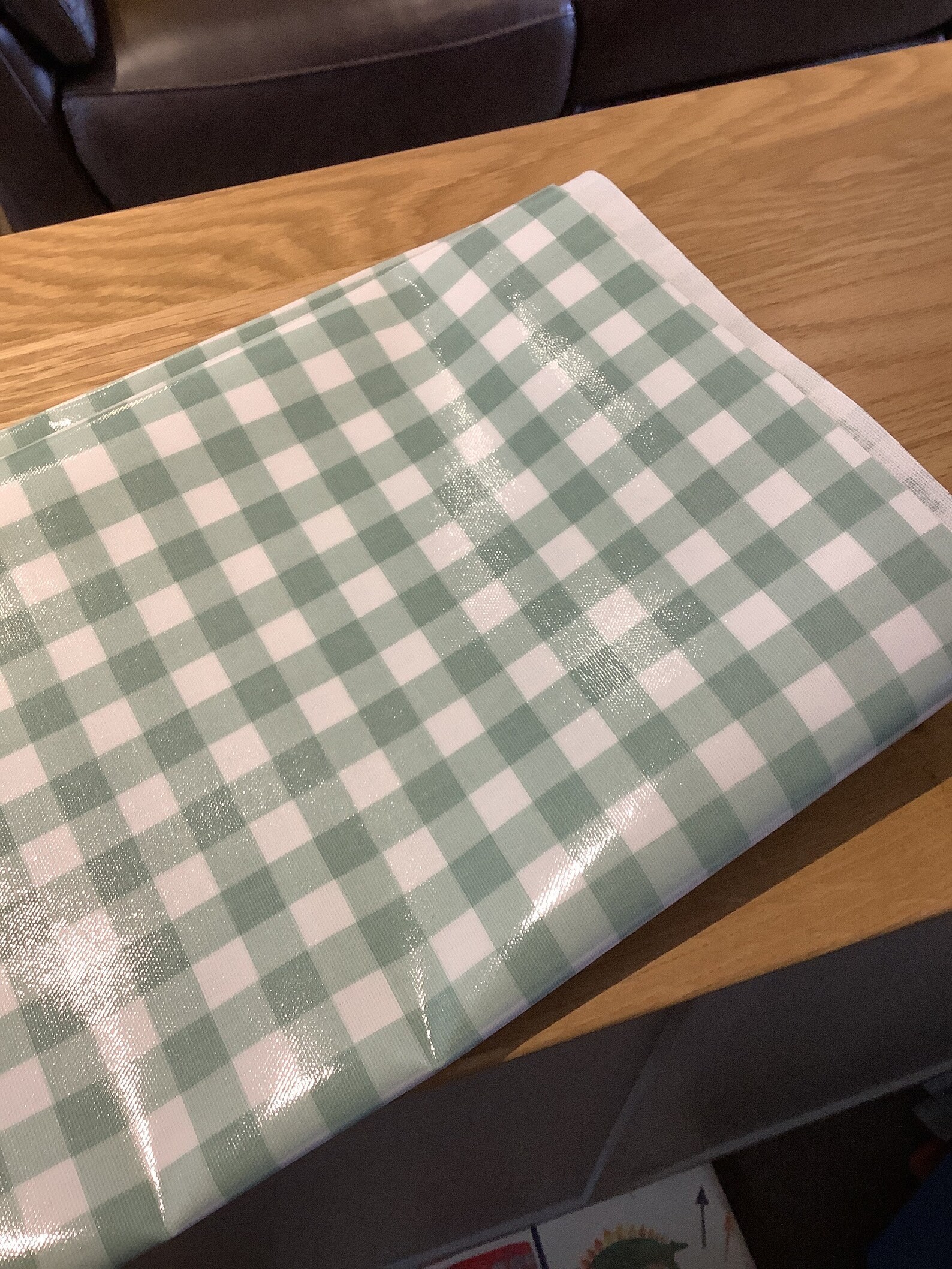 Heavy Weight Green Check Oilskin Fabric Tablecloth Table Etsy UK