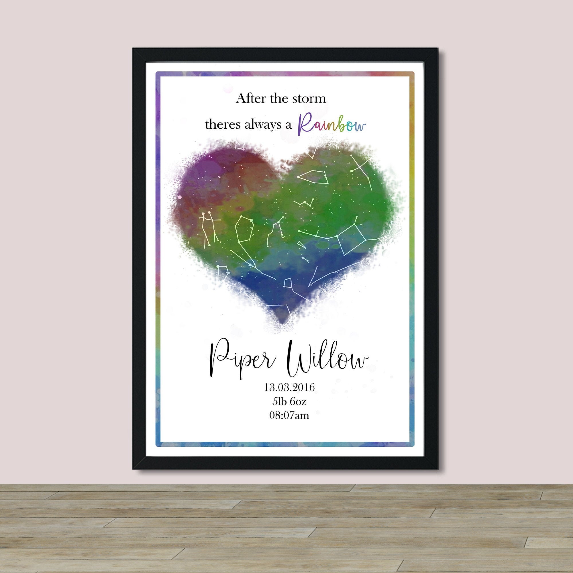 Rainbow Baby Star Map Star Chart New Baby Gift Etsy Rainbow Baby Star Map Star Chart New Baby Gift Etsy