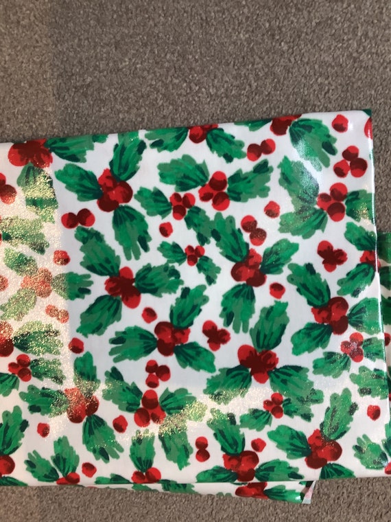 Heavy Weight Holly Oilskin Fabric Tablecloth Table Covering Etsy