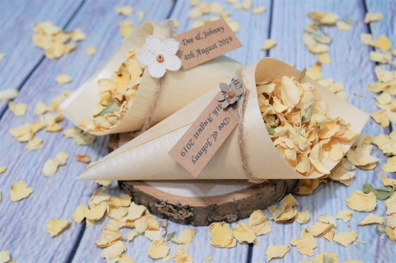 Diy Bamboo Open Confetti Cones Personalised Tag Rustic Etsy