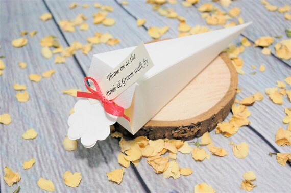 Diy Confetti Cones Wedding Pack Personalised Ivory Tag Etsy