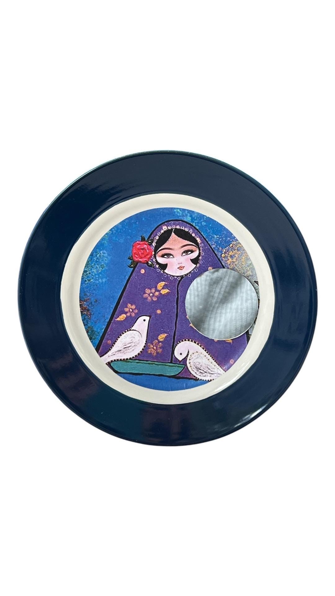 Persian handmade Norooz Nowruz Haftseen Haftsin  Khatoon Mirror/Plate 7”