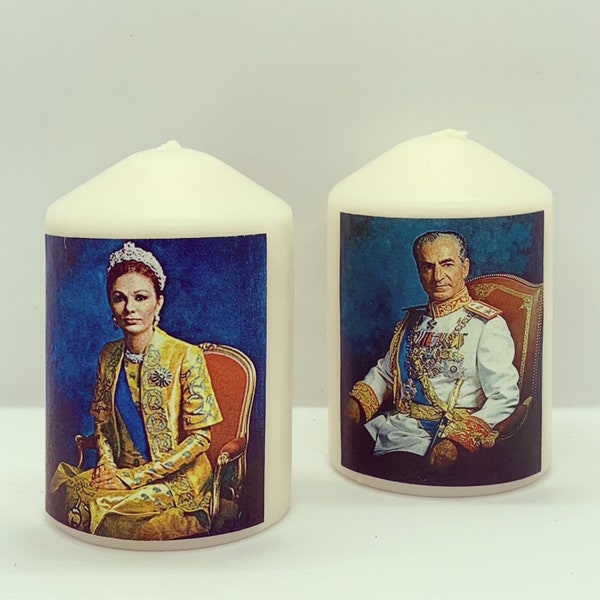 Persian King and Queen Decoupage Pillar Candles - Norooz Yalda Gift Set