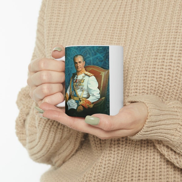 Ceramic Mug 11oz Shahnshah Pahlavi Kin Of Persia 2 side printed