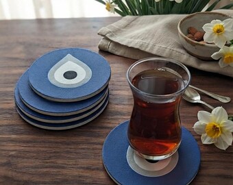 Persian Design 3D Printed Evil Eye Coasters (Set of 4) – 4 Inch Diameter