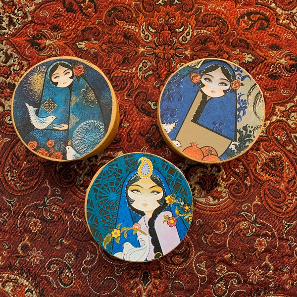 Khatoon persa hecho a mano / Sun Lady Gift Box / خورشيد خانم خاتوون Gift For Norooz Nowruz Yalda Valentine set of 3