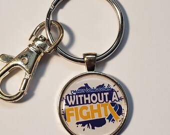 Bladder Cancer Awareness Keychain: Metal Charm, Fight Ribbon
