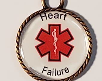 Heart Failure Medical Alert Necklace: Metal Chain or Paracord