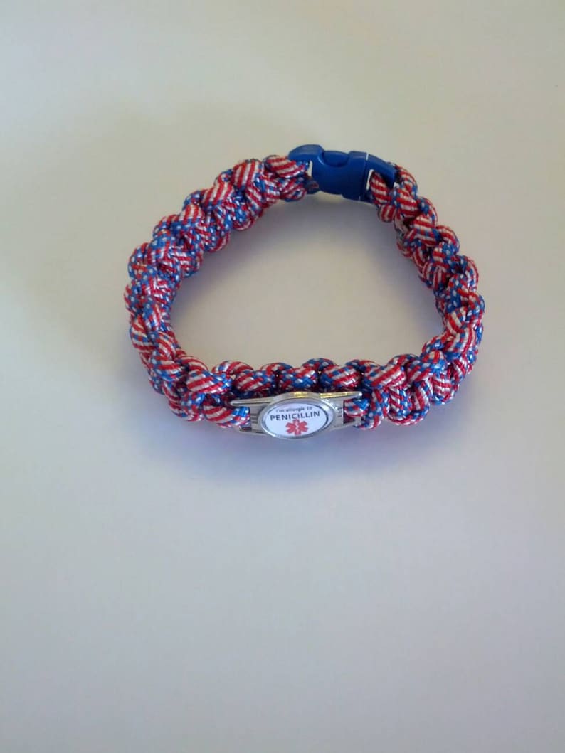 Penicillin Allergy Paracord Medical Alert Bracelet
