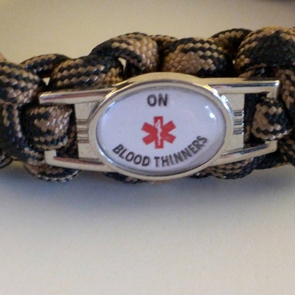 Blood Thinner Paracord Medical Alert  Bracelet, coumadin, warfarin, Eliquis ,XARELTO, Metal Buckle