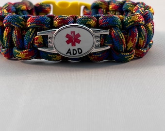 ADD Medical Alert Bracelet: USA Made Paracord ID Bracelet