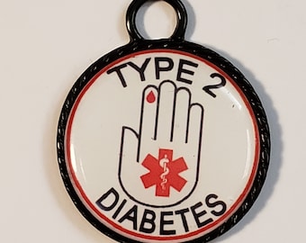 Diabetes Medical Alert Necklace: Type 1 or 2, Custom Length
