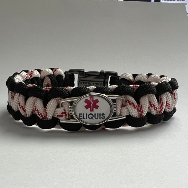 Eliquis Blood Thinner Medical Alert Bracelet, Medical ID, Metal Buckle