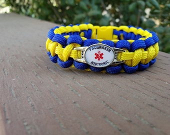 Pacemaker Paracord Medical Alert Bracelet,  Boston Scientific,  St Jude, Medtronic, Biotronik,Free Shipping
