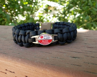 Pulsera de alerta médica, cualquier condición médica, 550 Paracord, hecha en EE. UU.