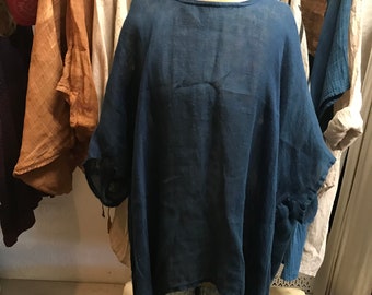 Linen tunic / indigo/ natural dye / sustainable