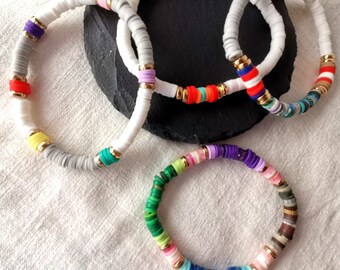 Set di braccialetti elasticizzati con perline heishi in argilla polimerica 10 pz 10 stili per natale all'ingrosso