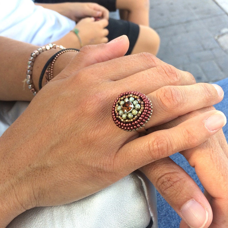 Fabric Flower Ring - Etsy