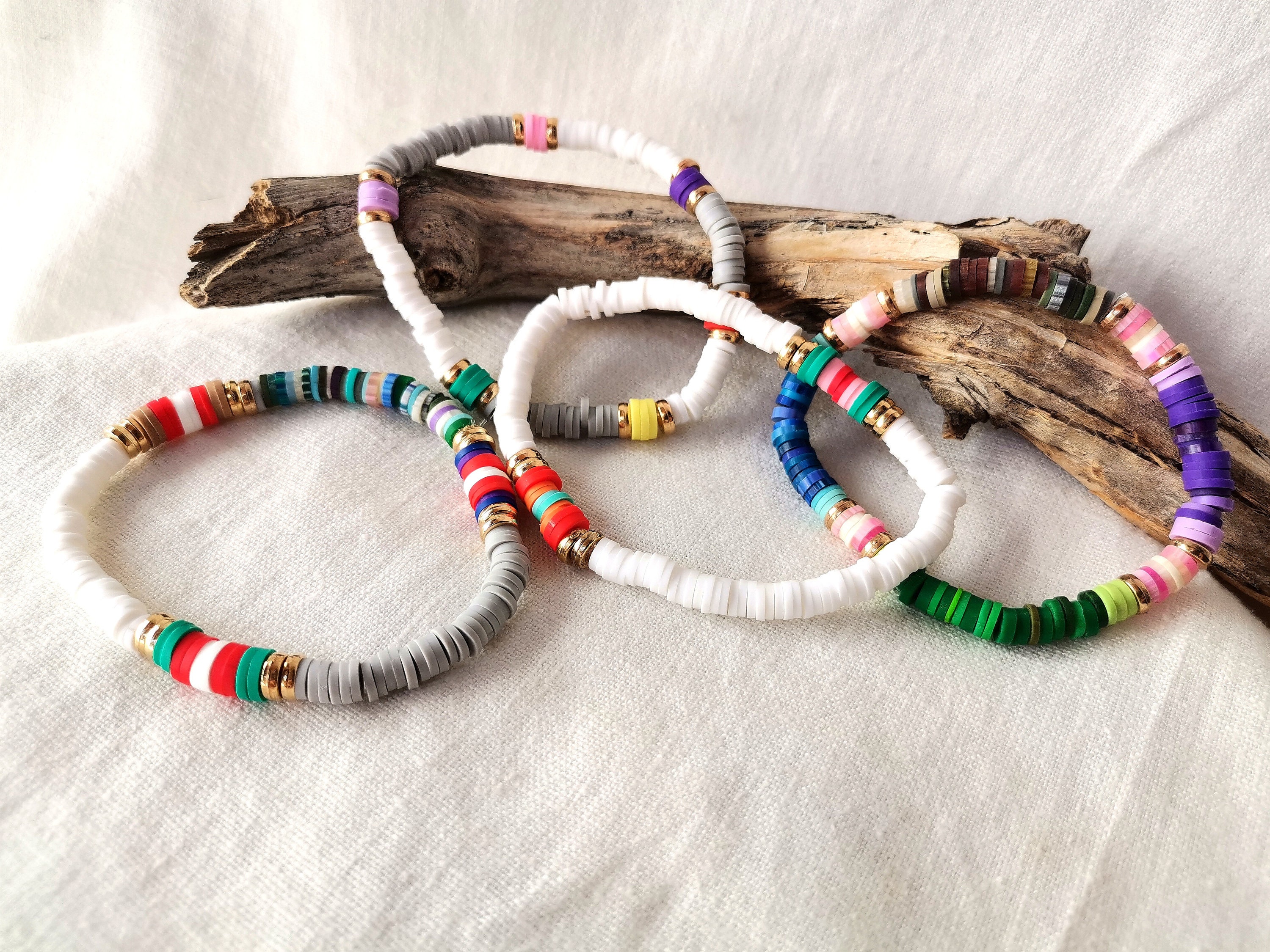 Heishi 9 Braccialetti Impilabili Con Perline – Elastici, Stile Bohémien, Colorati – Regalo Per Donne, Ragazze E Teenager