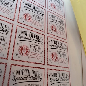 North pole stickers santa stickers, christmas  lables , gift tags  stickers , custom stickers , cute stickers , scrapbook stickers