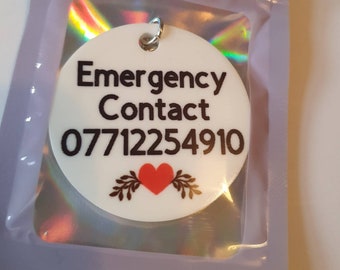 Personalized Emergency Contact Keychain: Child Safety, Dementia Alert