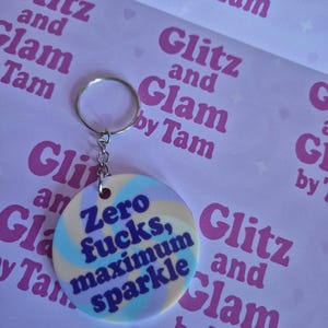 Sassy Keyring: Zero F*cks, Maximum Sparkle - Retro Swirl