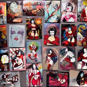 Tarjetas de arte holográfico Shi Holo / Tarjetas de lámina holográfica de cromo de Billy Tucci para Comic Images 1995 / conjunto incompleto, 65/90, sin duplicados