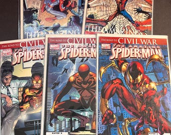 Amazing Spiderman Road to Civil War Lot of 5 Comic Books 1st appearance Iron Spider-man #529-531, #536 and #538 | VF/NM