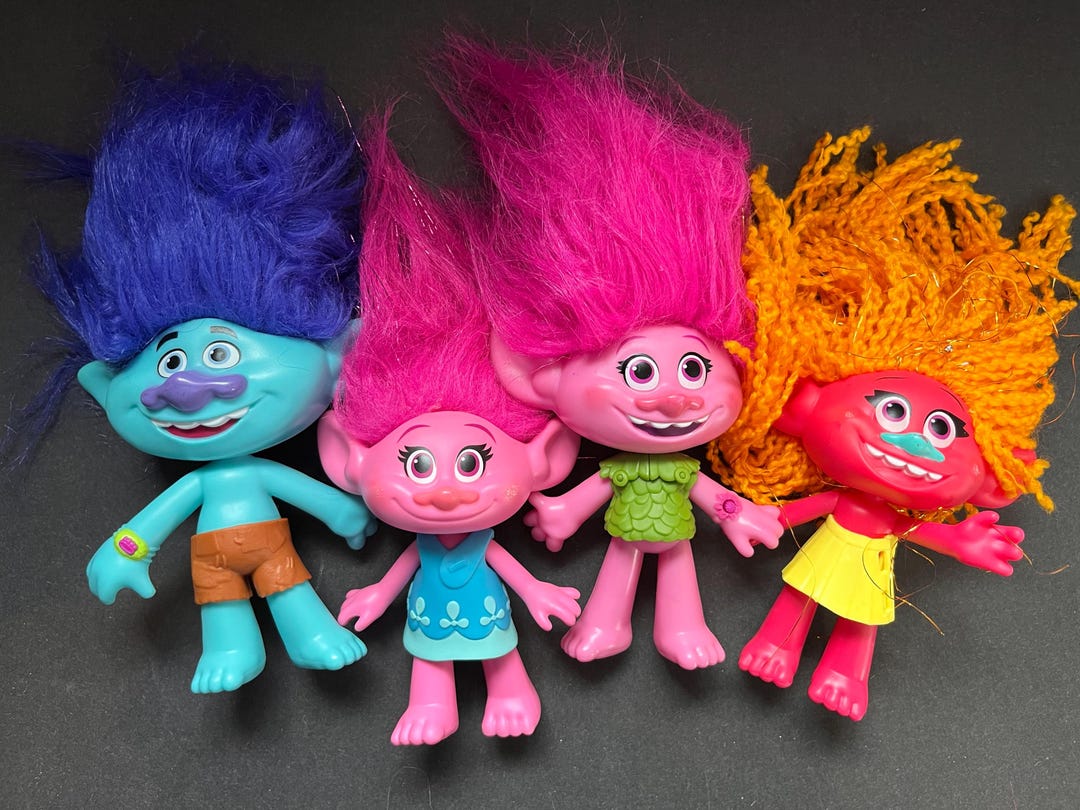 Dreamworks Trolls World Tour Movie Toy Lot 4 Large Figures W Talking 