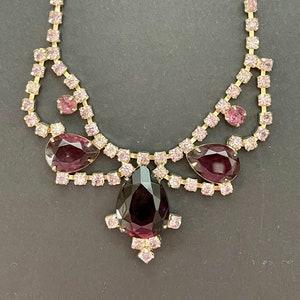 Vintage Purple Rhinestone Necklace Wedding Necklace