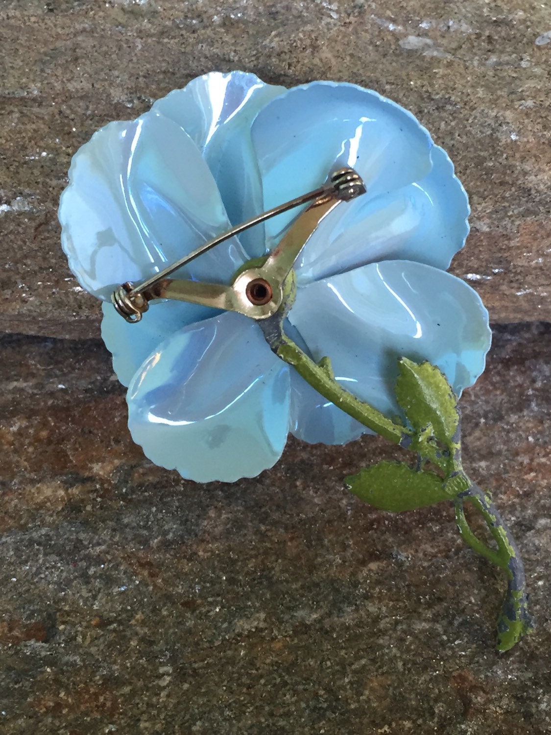 Blue Flower Brooch Large Baby Blue Flower Pin Wedding Etsy