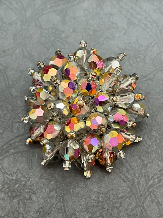 Vintage AB Crystal Bead Brooch