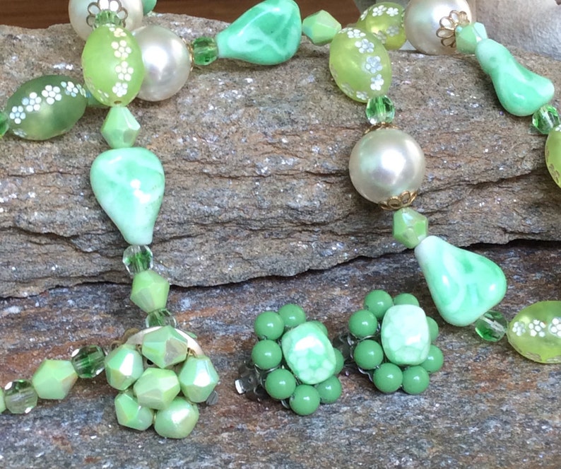 Green Beaded Necklace Set